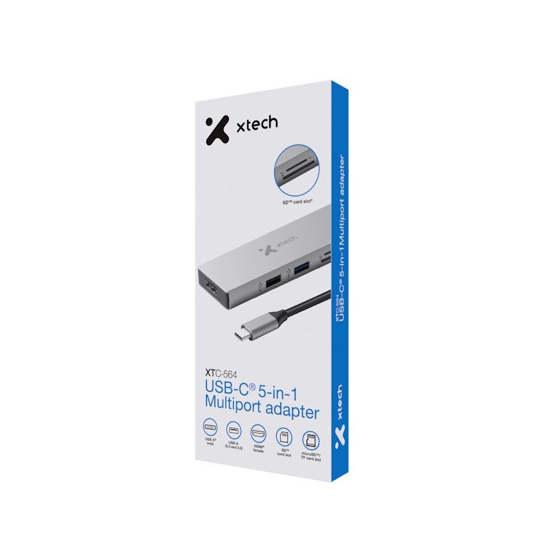 HUB USB C XTECH XTC-564 MULTIPUERTO 5 EN 1 - Imagen 2